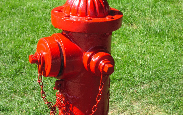 Close up on a red fire hydrant